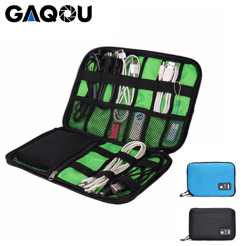 

GAQOU Nylon Travel Organizer For Date Line SD Card USB Cable Digital Device Camera Storage Bag Electronic Accessories