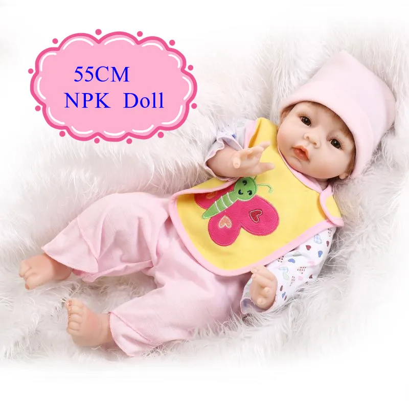 New Design 55cm 22inch Cheap Reborn Dolls With Cute Baby Doll Clothes Adora Baby Doll Best Early Enducation Doll Toys For Girls