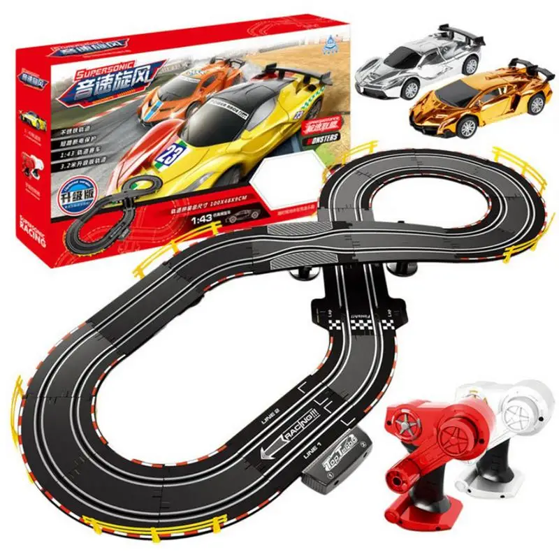 

Hand Cranking Circuit Remote Control Track Racing Parent-child Interaction 1:43 Racing Track Toy For Children Toy Car Gifts