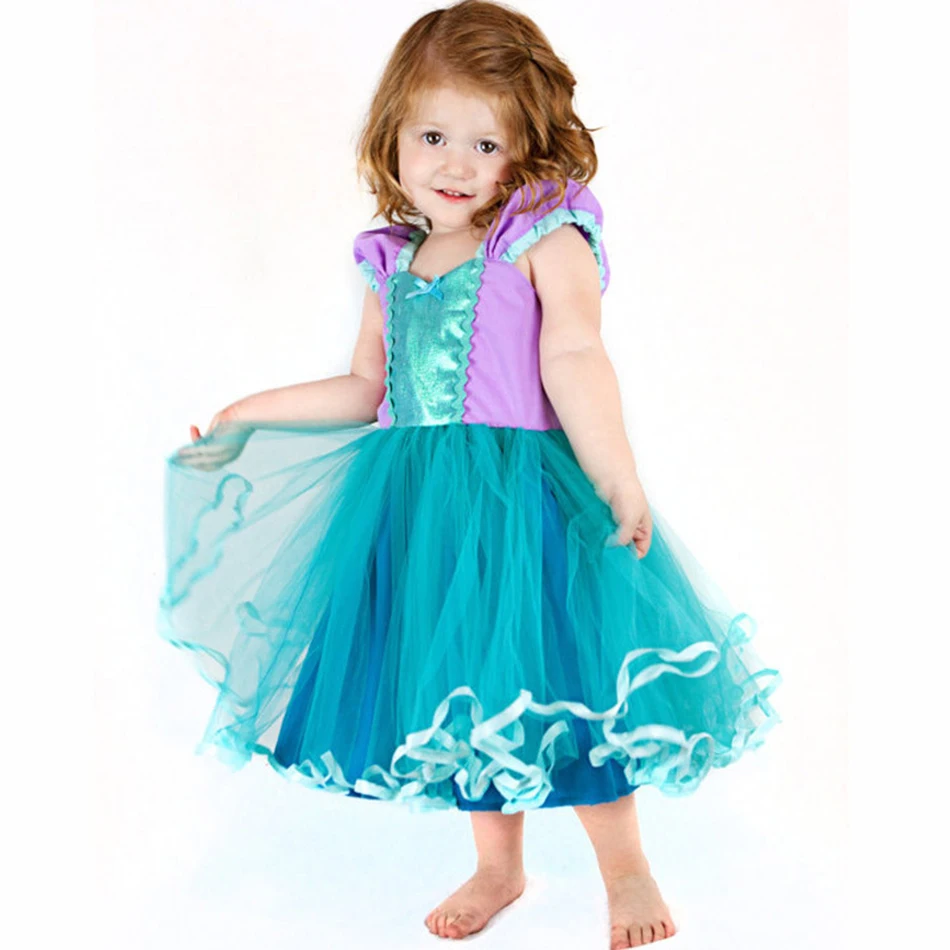 Платье принцессы «Русалочка Ариэль» для девочек; маскарадные костюмы для детей; комплекты одежды «Русалочка» для маленьких девочек; детская одежда на Хэллоуин