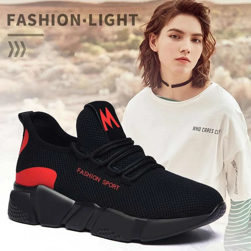 Новинка 2019 года, Весенняя женская Повседневная дышащая обувь на толстой подошве в Корейском стиле, женские кроссовки