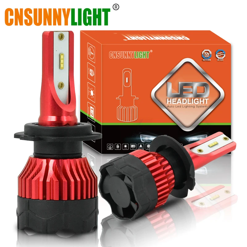 CNSUNNYLIGHT 2 шт. Авто K5 6500K светодиодный H7 H4 H1 H11 9005 Автомобильные фары 8000лм 48 Вт/пара индивидуальные ZES чипы автомобильные лампы