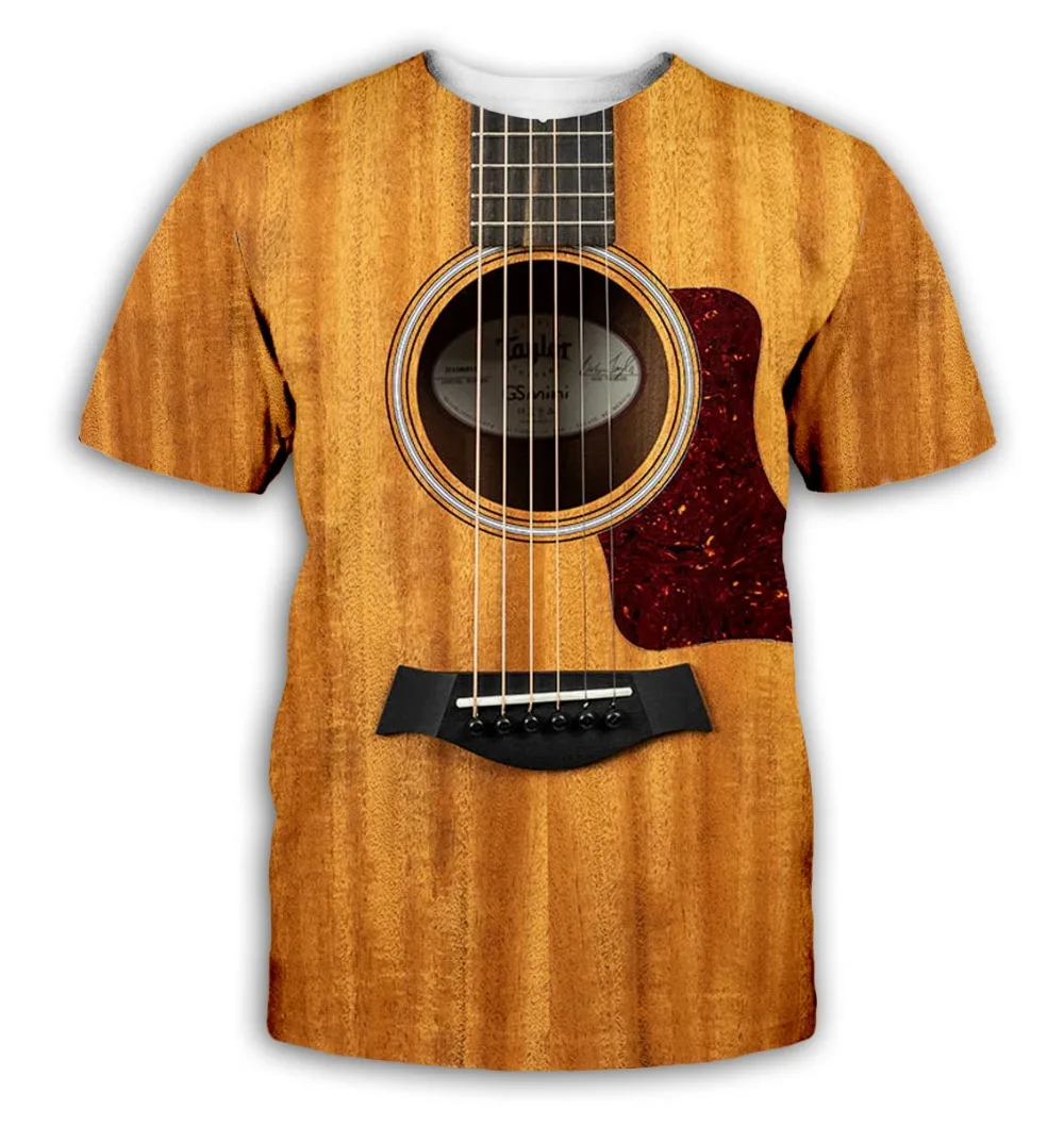 

Guitar art Musical instrument 3D full printing fashion t shirt 3D print hip hop style tshirt streetwear casual summer style-8