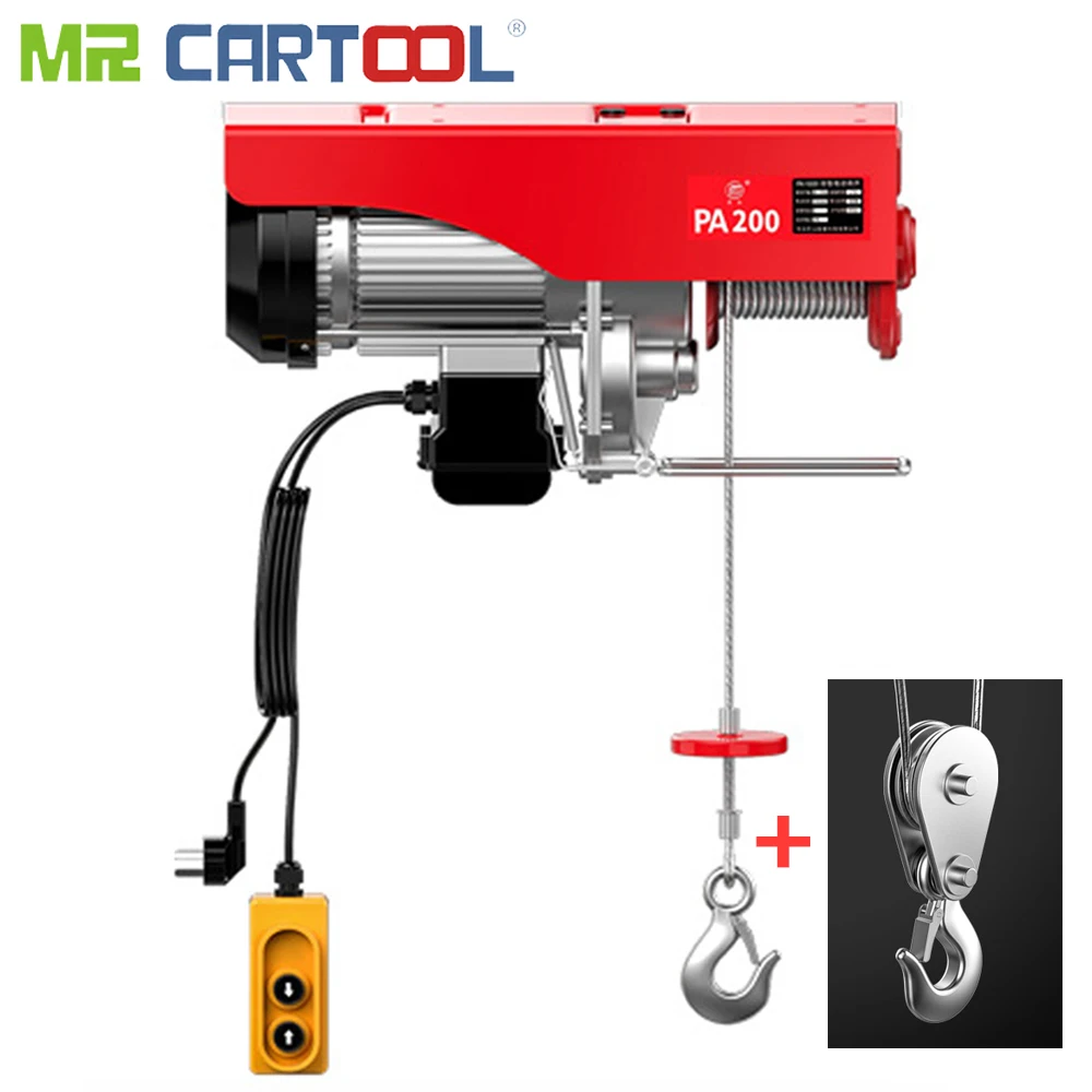 

Mr Cartool Mini Electric Hoist 220v Household Small Crane Hoist Building Decoration Lifting Crane Gift Double Hanging Pulley