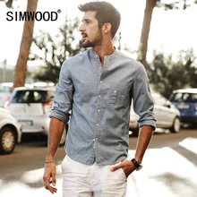 SIMWOOD 2017 Neue Herbst Sommer Langarm Casual Shirts Männer Baumwolle und Leinen Slim Fit CS1567