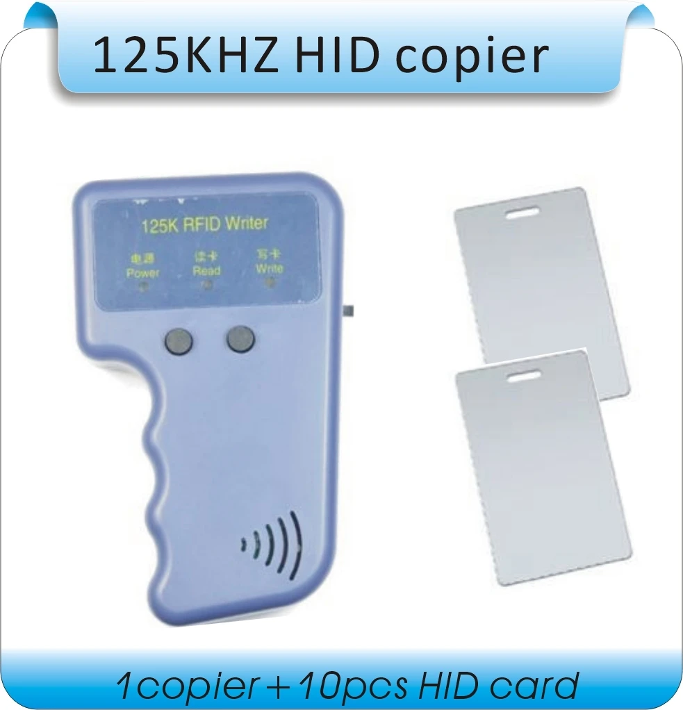 

Free shipping Handheld 125KHz H-ID Card Copier Writer RFID Duplicator + 10Pcs H ID Writable Keyfobs Pub Apartment Parking Card