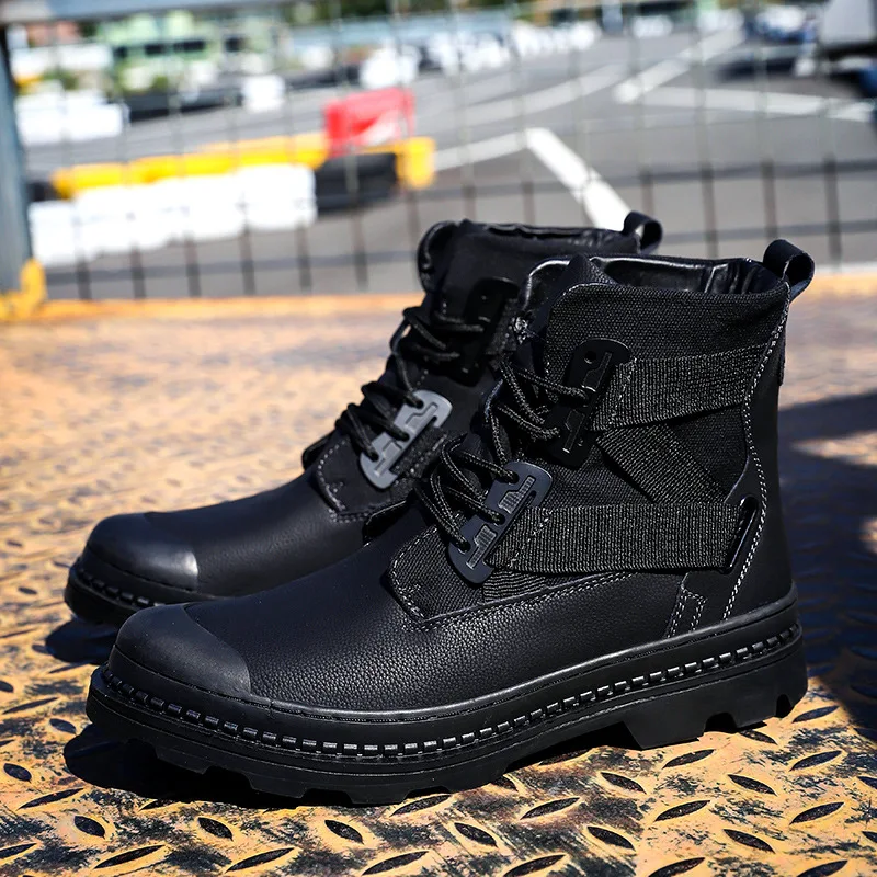 REETENE New Genuine Leather Men Boots Winter Waterproof Non-slip Ankle Bootsfashion Casual Hard-wearing Plus Size Men Boots