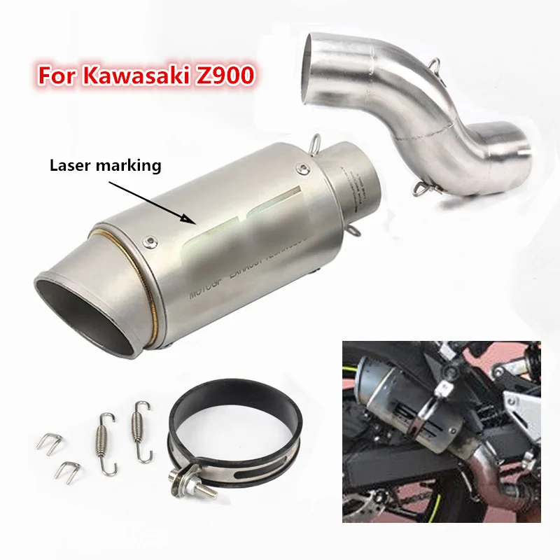 

For kawasaki Z900 Motorcycle Exhaust Tip Pipe Stainless Steel & Mid Elbow Link Pipe Dirt Bike Accessories Refit Escape Slip On