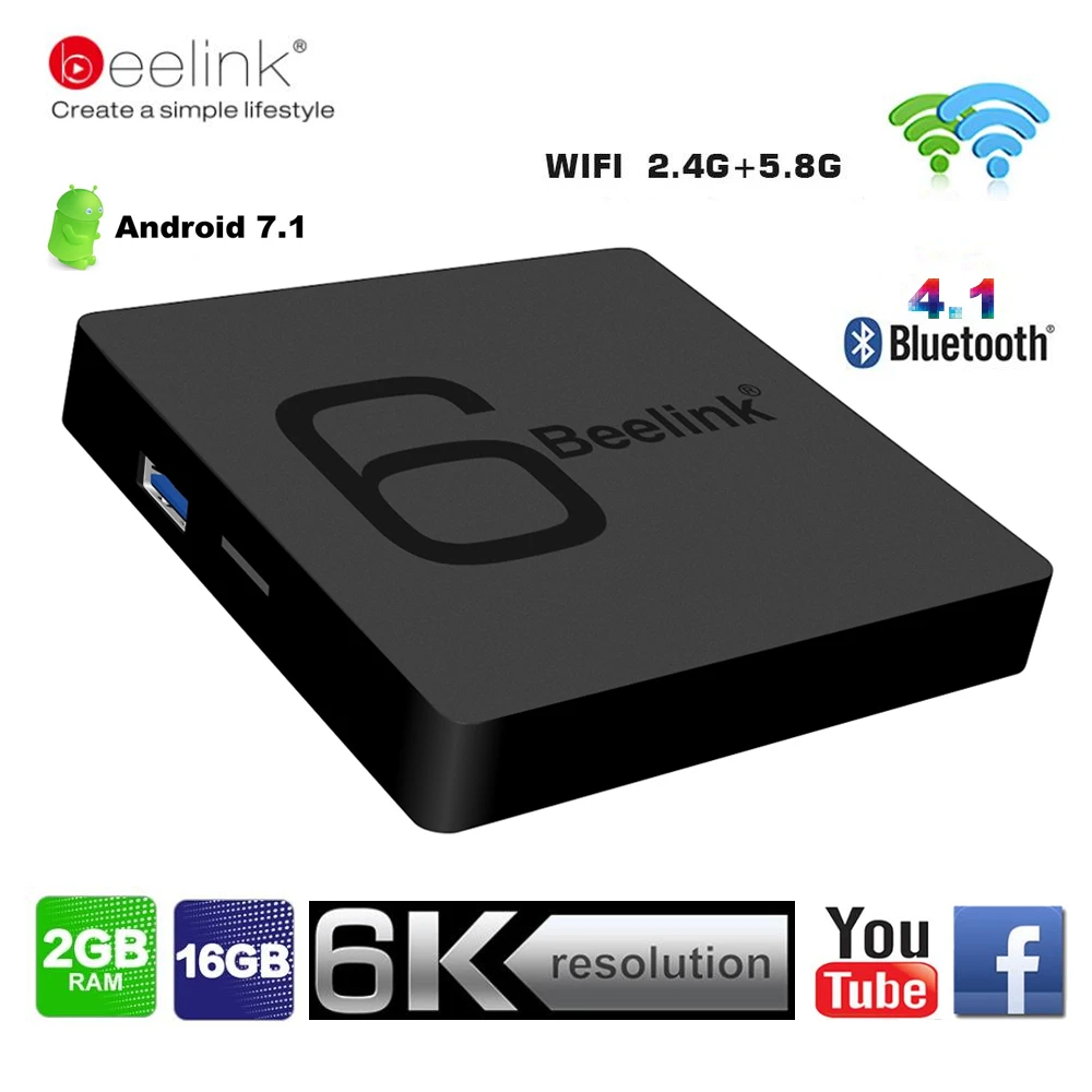Beelink GS1 6 К ТВ Box Android 7 1 Allwinner H6 4 ядра 2G RAM 16G ROM Smart Декодер каналов кабельного