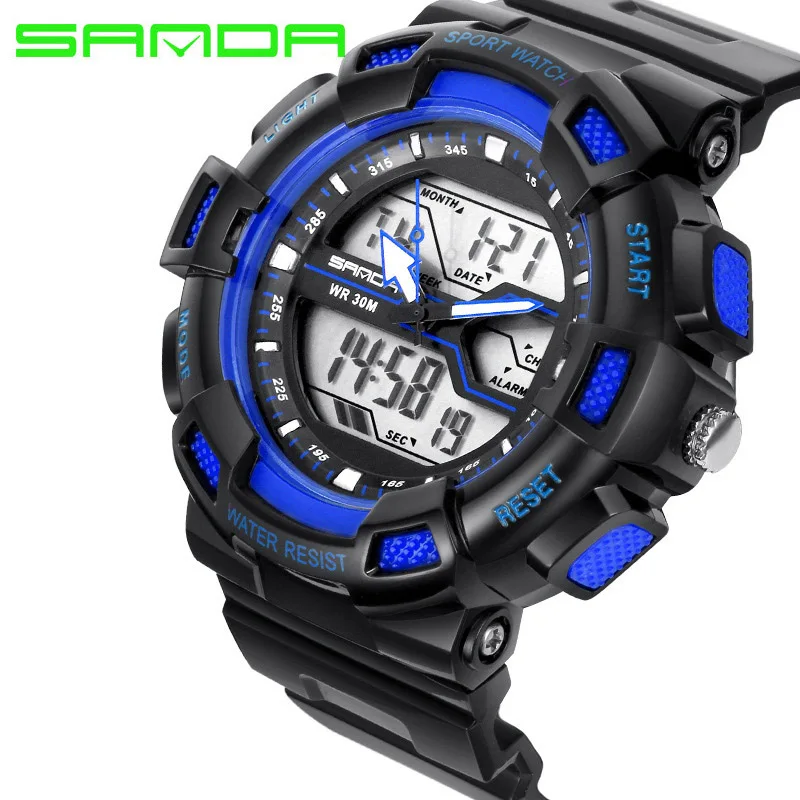 Multifunction waterproof dual display LED digital man's outdoor sport watch shock resistant couples watch