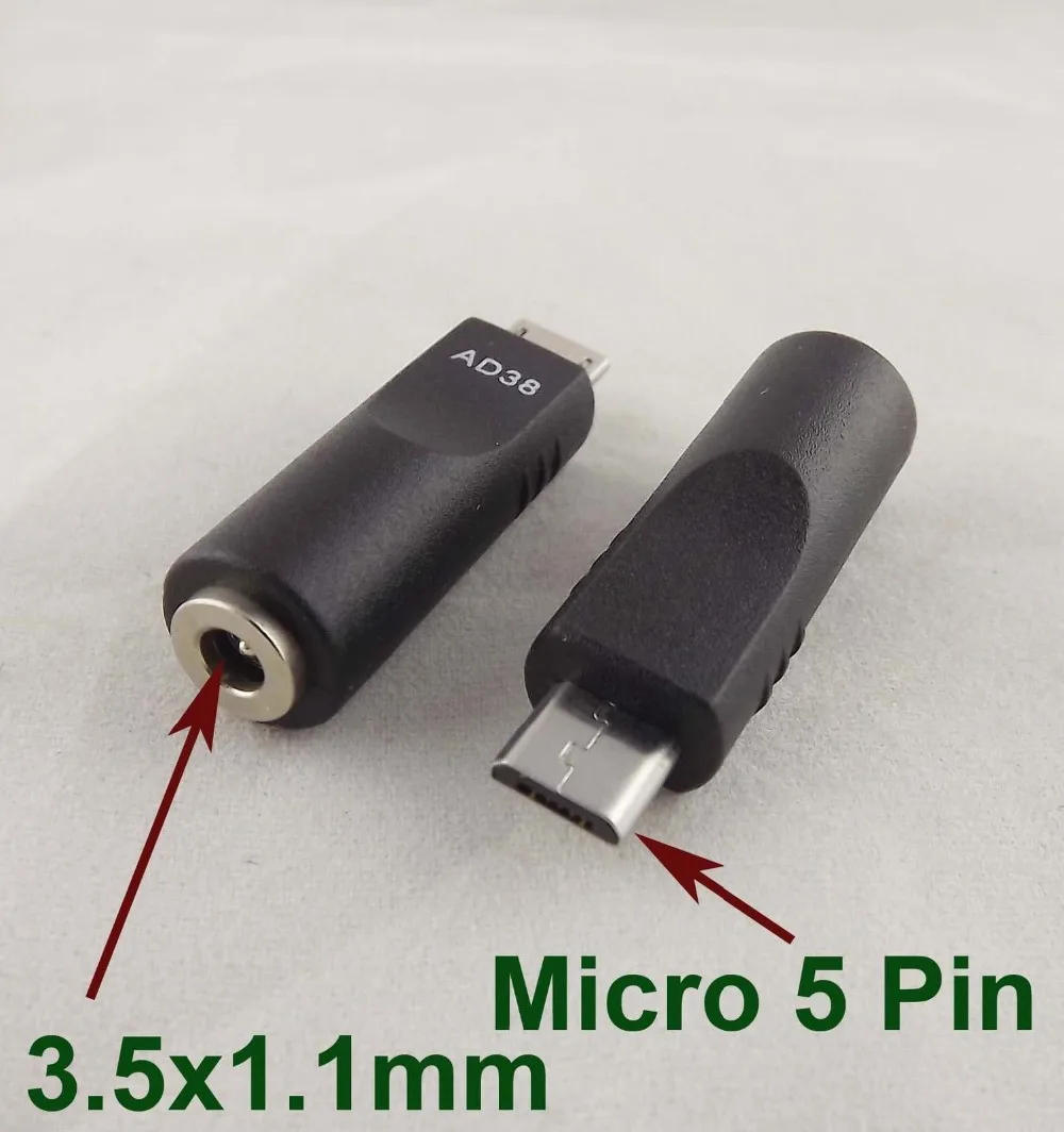 2 шт. 3 5 мм x 1 гнездо к Micro USB контактный штекер адаптер питания постоянного тока