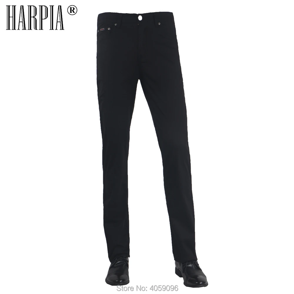 

HARPIA Summer Classic Black Casual Pants Men Cotton Thin Fabric Straight Stretch Business Trousers Male Regular 5 Pocket Pant
