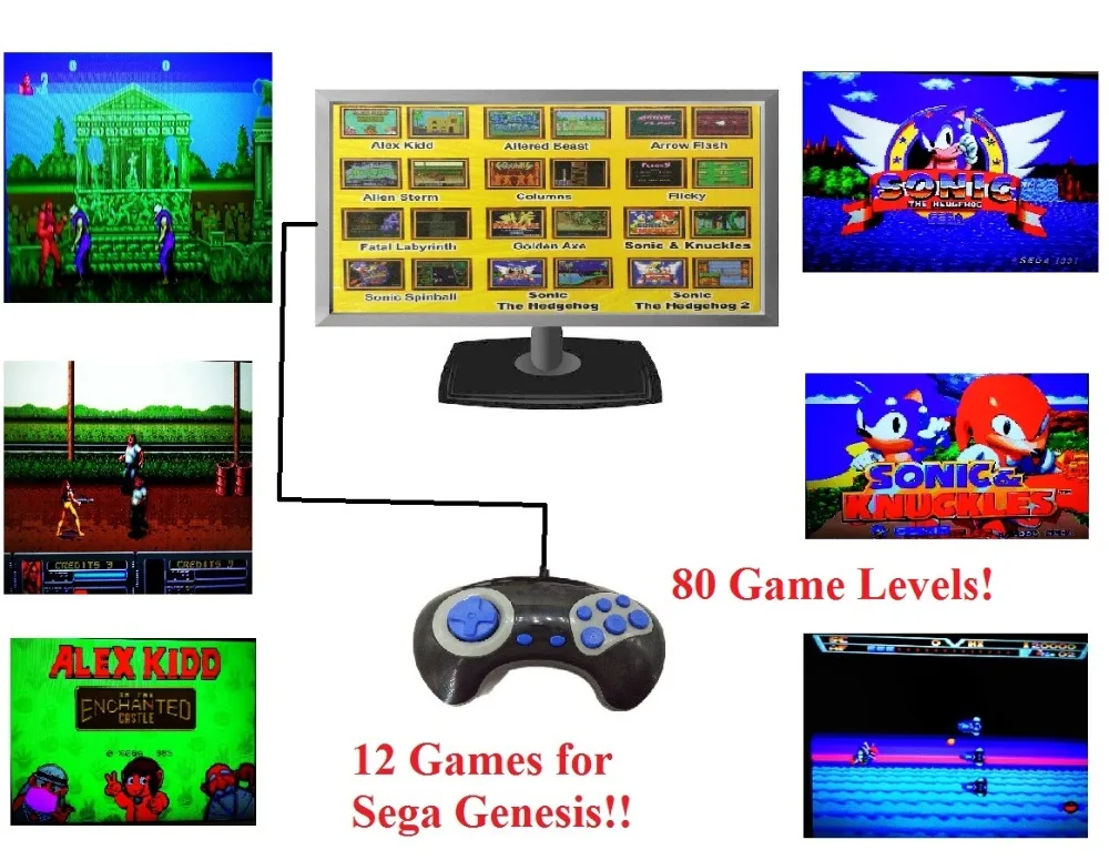 Plug and Play Handheld TV Video Game Console For 16 Bit Games with 12