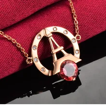 18 K розовое золото алмаз природный красный турмалин Эйфелева башня на цепочке браслет бриллиантовый ювелирные изделия подарок на день Святого Валентина ювелирные изделия