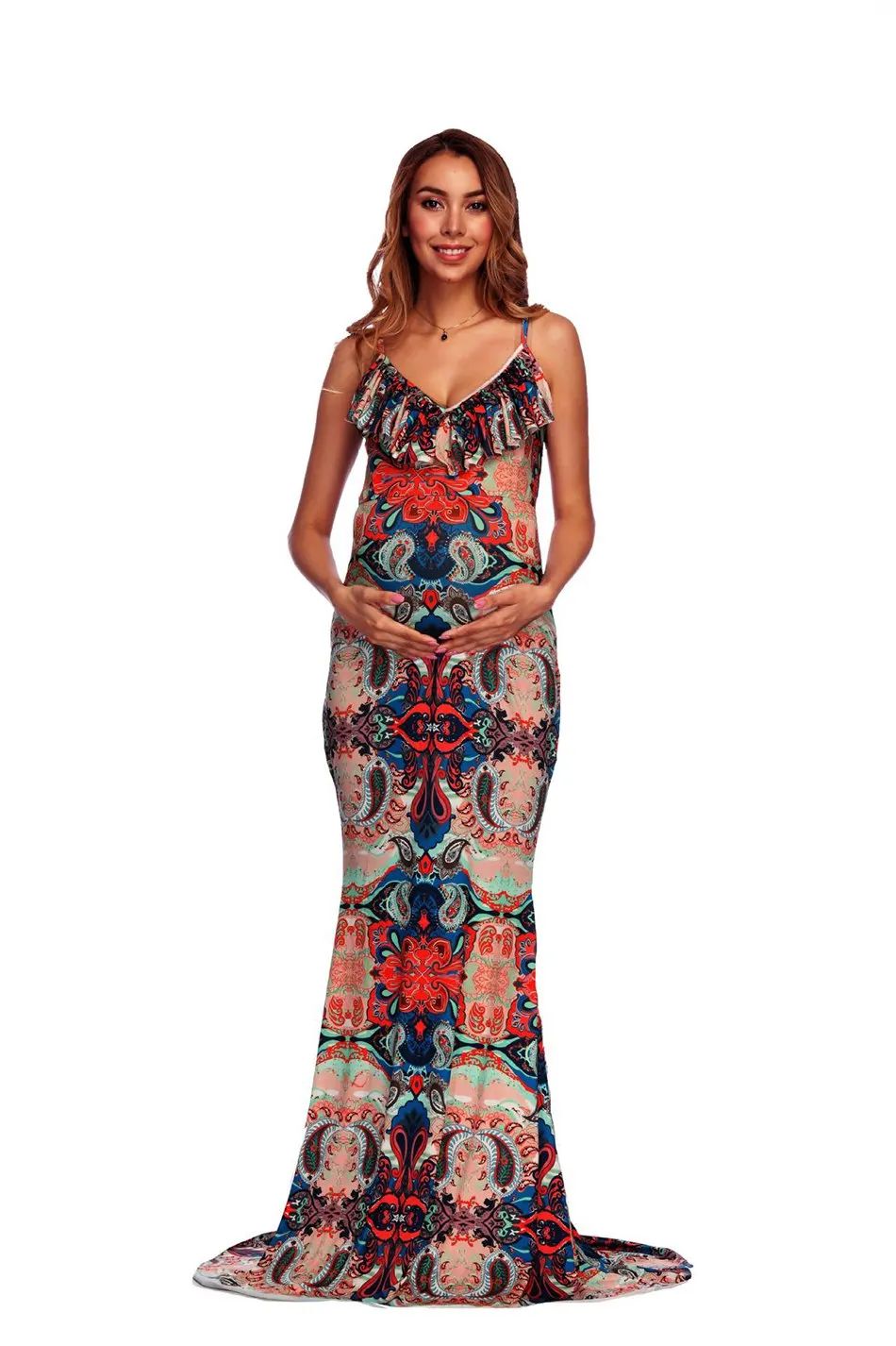 Women Floral Printed Pregnant Dress (2)