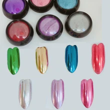 1 баночка 0,5 г металлические хромированные хлопья/тонкие/7 цветов зеркальные ногти-блеск/Волшебное зеркало хром Dip порошок блеск для ногтей, HJui89KK