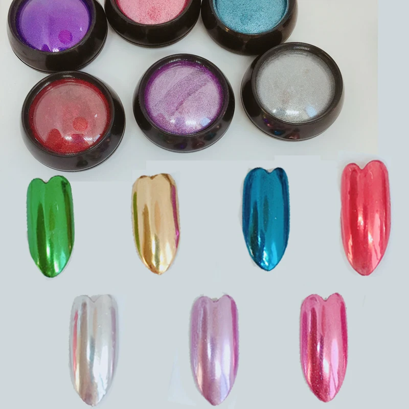 1 Jar 0.5g Metallic Chrome Flakes / Fine / 7 Colors Mirror Nails ...