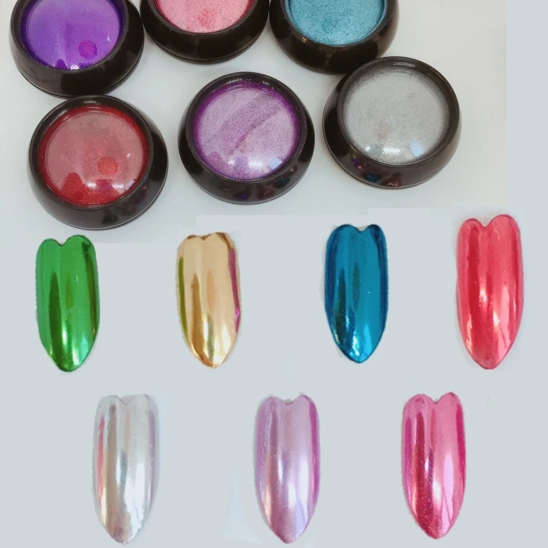 

1 Jar 0.5g Metallic Chrome Flakes / Fine / 7 Colors Mirror Nails - glitter/Magic Mirror Chrome Dip Powder Nail Glitter ,HJui89KK