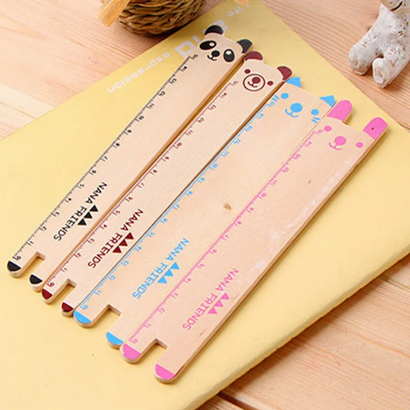 

Wholesale 100PCS 15cm Kawaii Cartoon Animal Wood Ruler Measuring Drafting Straight Rulers Tool Promotional Gift Stationery