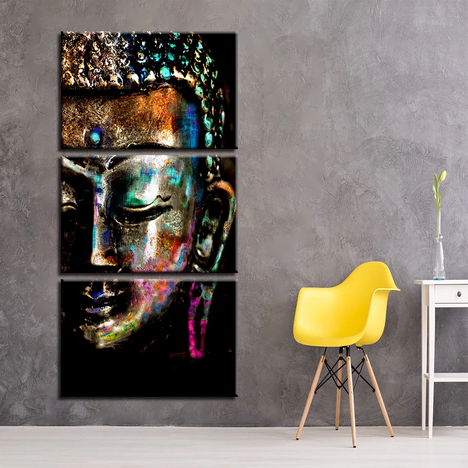 Modular-Canvas-Pictures-Hallway-Wall-Art-Frame-3-Piece-Buddha-Statue-Painting-Print-Color-Abstract-Poster (2)