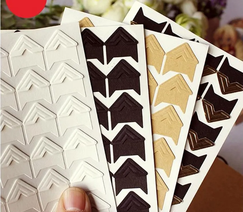 

Hot Sell 120 pcs/lot (5 sheets) DIY Vintage Corner kraft Paper Sticker Photo Albums Decor S