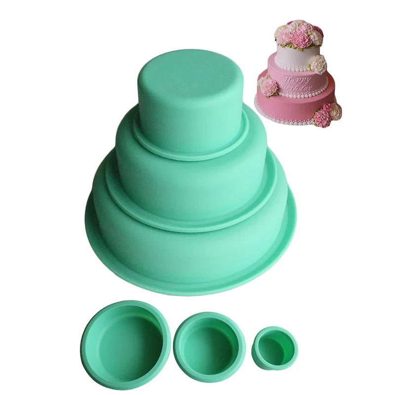 

3PCS Silicone Molds set 8 15 20cm baking Dish Mold Cake Decorating Tools Round for Kitchen Mousse Cakes Make Moulds Pan