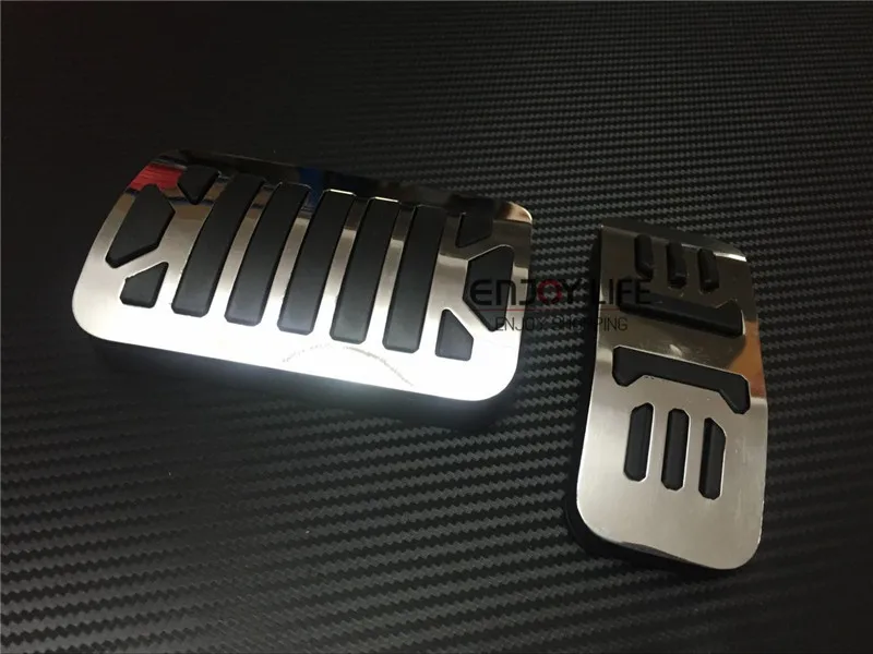 No Drill 2pcs Fuel Gas Brake Foot Pedal Pad Plate Kit Set AT For Jaguar XF
