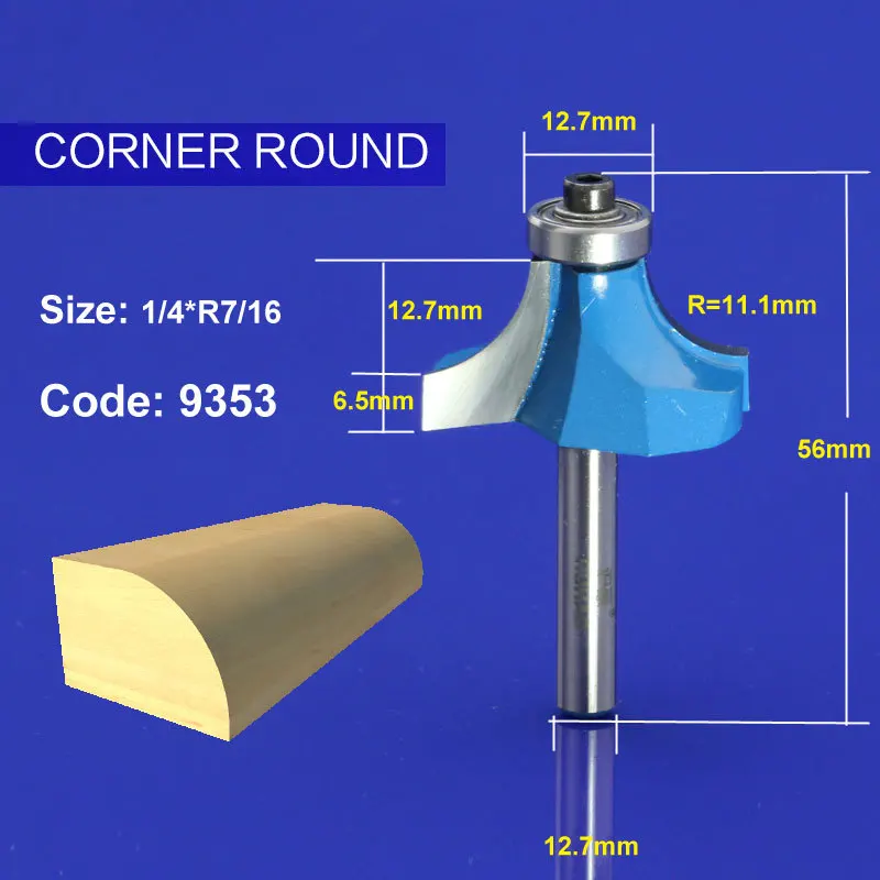 1 шт. деревянный вогнутый радиус прямой триммер очистка заподлицо отделка угловая круглая бухта коробка биты инструменты фреза - Длина режущей кромки: 9353