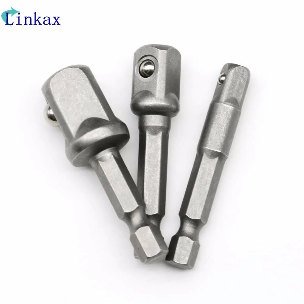 

1pcs Chrome Vanadium Steel Socket Adapter Hex Shank to 1/4" 3/8" 1/2" Extension Drill Bits Bar Hex Bit Set Hand Tools