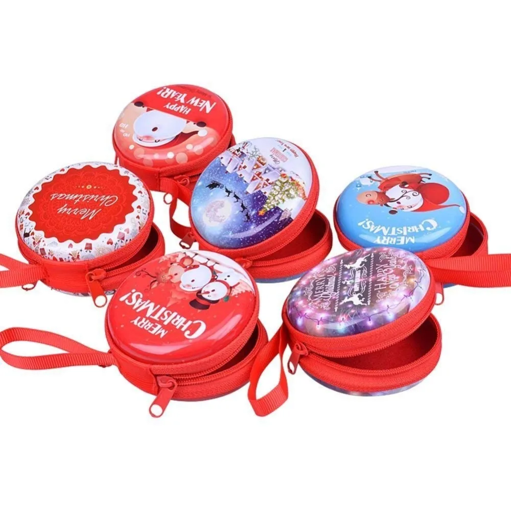 

2019 New Portable Christmas Coin Purse Cash Box Xmas Gift Case with Zipper for Coins Cash Headset Cable Storage Organizer