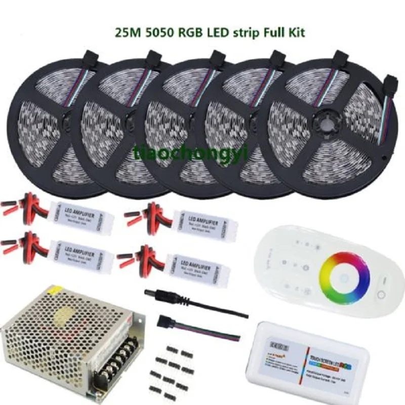 #cheap HOT DC12V 5 25M 5050 RGB LED Flexible Strip Light+2.4G Controller Remote+Amplifier