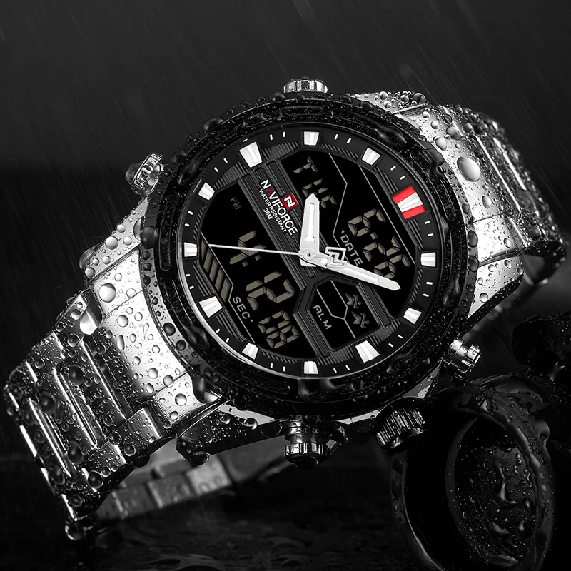  NAVIFORCE Top Brand Men Sports Watches Men's Quartz LED Digital Military Wrist Watch Fashion Full S