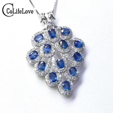 Элегантный Павлин Хвост кулон 13 шт. 3*4 мм подвеска из натурального сапфира цельное серебро 925 сапфировое ожерелье кулон романтический подарок