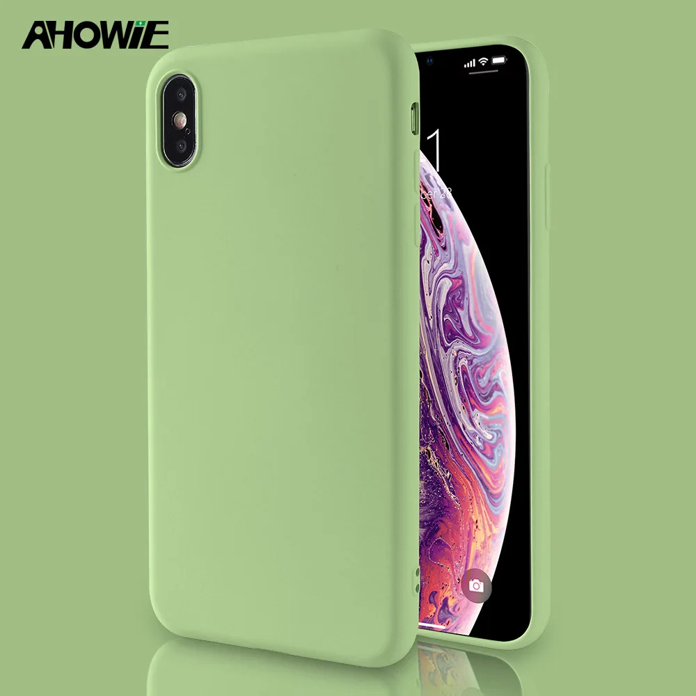 Жидкий полностью мягкий силиконовый резиновый гелевый Чехол Ahowie для iPhone X XS MAX XR 6S