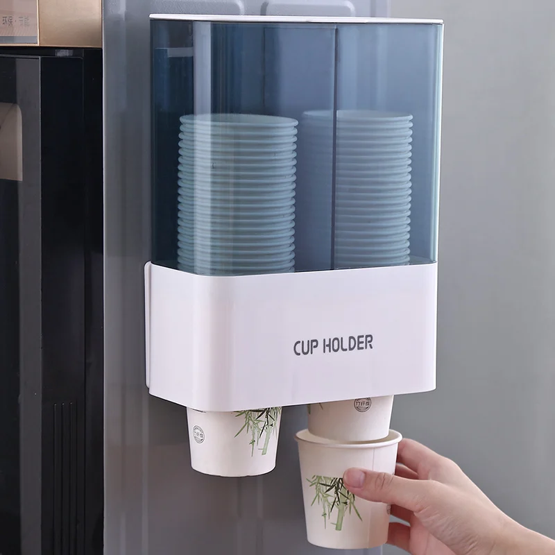 

New Home Office Cup Fetching Device Storage Rack Plastic Embedded Double Cup Holders Solid Cup & Tumbler Holders By Sticker