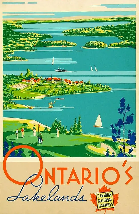 Canada Travel Ontario Vintage Propaganda Retro Vintage Kraft Poster