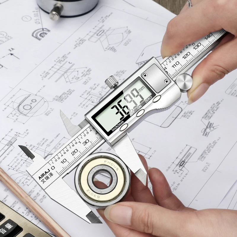 AIRAJ 6 дюймов/150 мм Цифровой дисплей Нержавеющая сталь высокая точность Водонепроницаемый Электронный штангенциркуль микрометр измерительный инструмент
