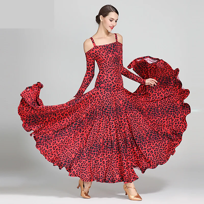 black print ballroom waltz dress rumba Standard social dress Ballroom dance competition fringe modern dance