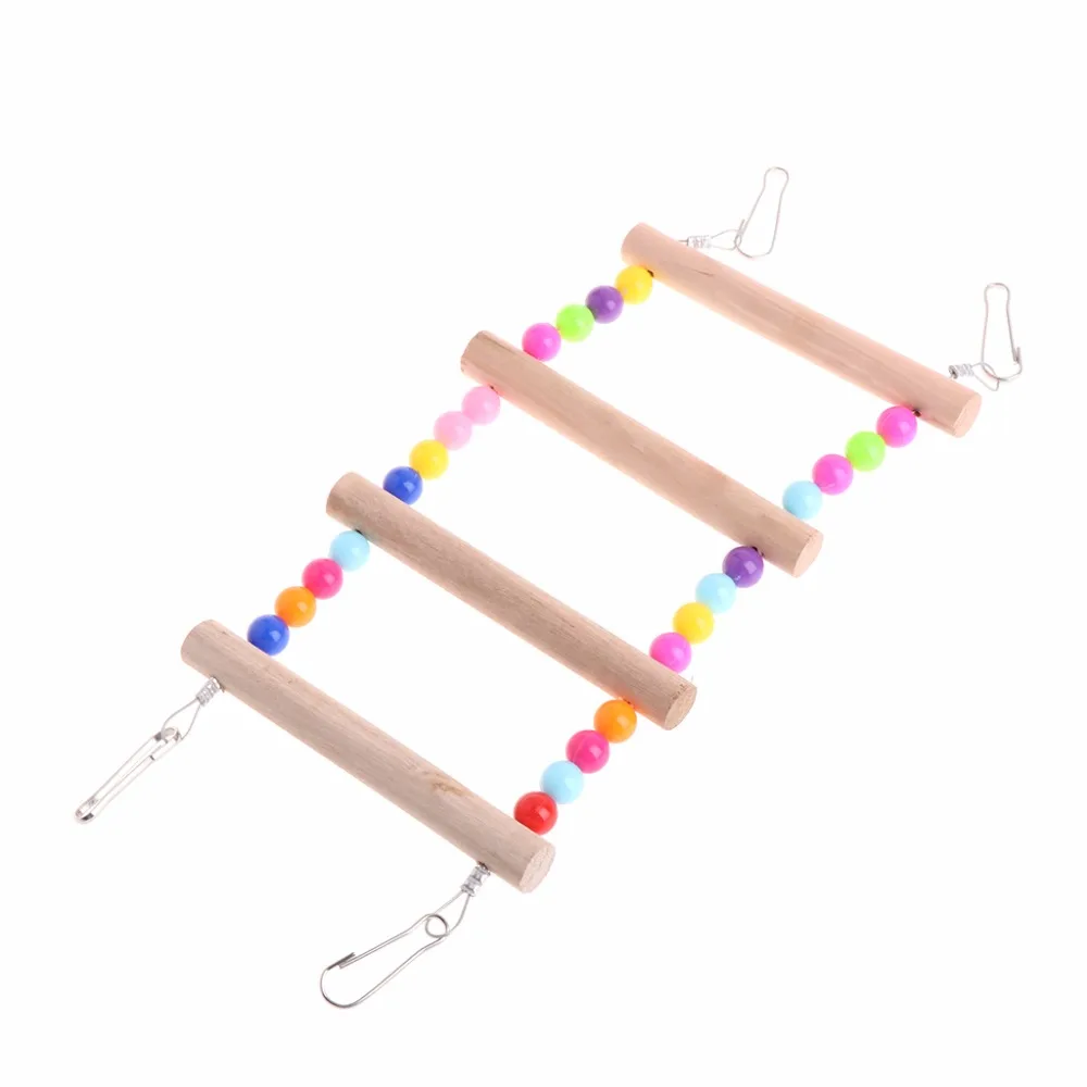 Birds Pets Parrots Ladders Climbing Toy Hanging Colorful Balls With Natural Wood parrot toy bird toy bird cage accessories bird swing toy