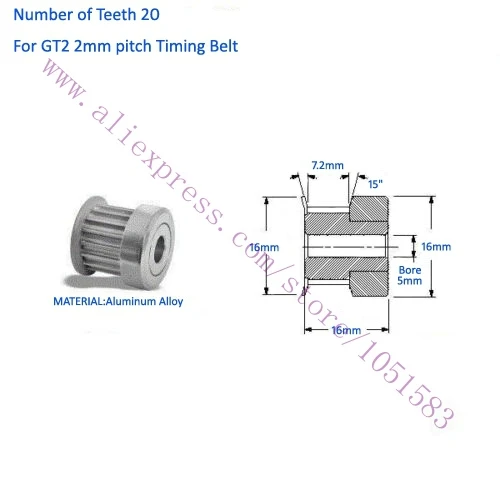 2m belt 6mm width kit for 3d printer repraR.tq 2Pcs gt2 timing pulley 20t 5/8mm 