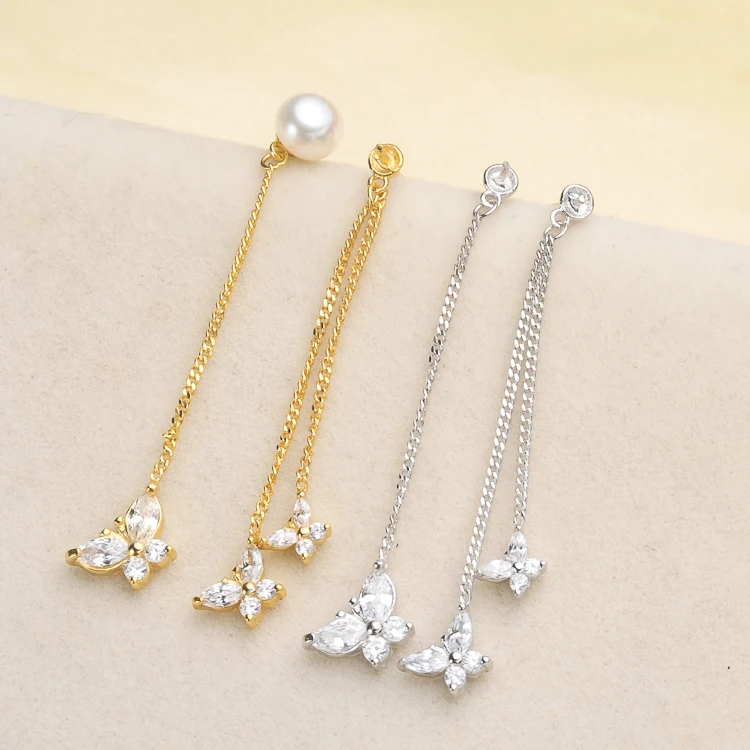 

925 Sterling Silver Pearl Party Earrings Stud Earrings Beautiful Findings Exquisite Jewelry Parts Fittings Women's Accessories