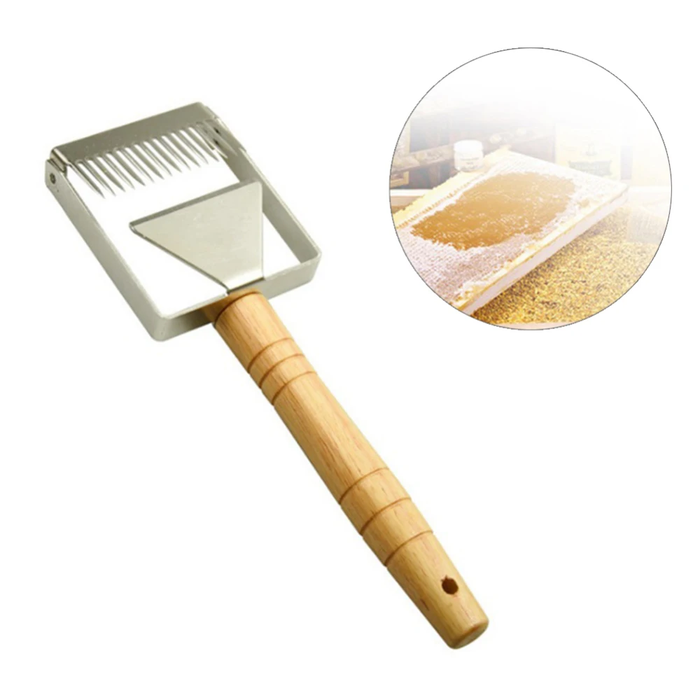 new Stainless Steel Scraper Honeycomb Honey Scraper Fork Wooden Handle Beekeeping Equipment Tool
