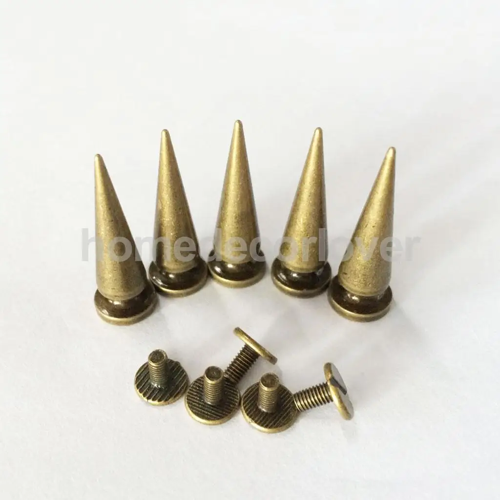 10pcs Copper Cone Screw Stud Leather Craft Spike Rivets Shoe Clothing Decoration
