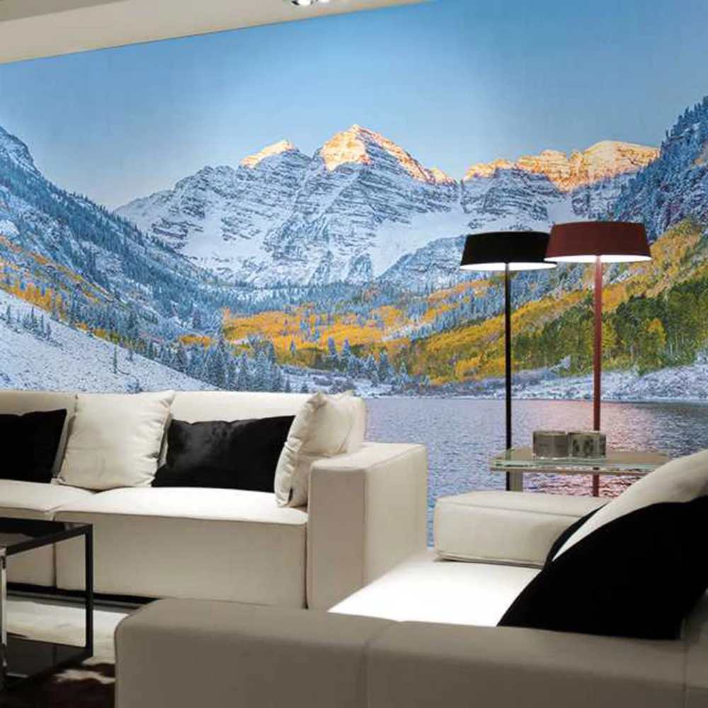 

Mountain lake livingroom background 3D Wallpaper Mural Photowall 3d papel de pared PW1435731375