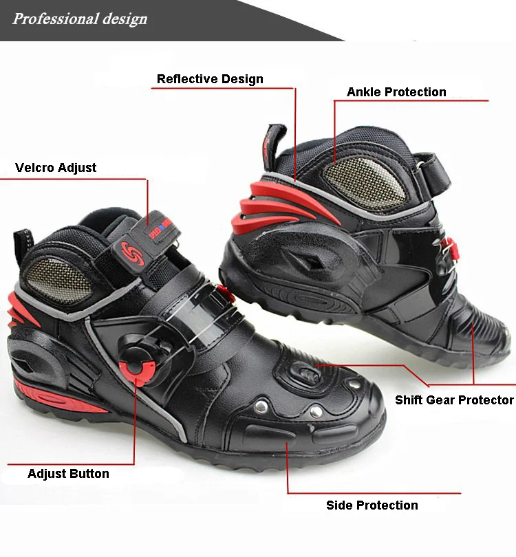Профессиональные мотоциклетные ботинки для верховой езды; мужские и женские ботинки из микрофибры для езды на мотоцикле; гоночные ботинки; защитная обувь
