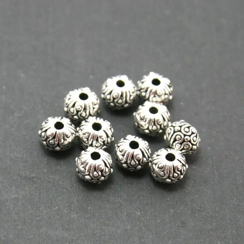 

NiceBeads 10pcs Metal beads 6MM Charms Tibetan Silver Tone Round Dots Spacer Loose Beads Fit Necklace And Bracelet Making