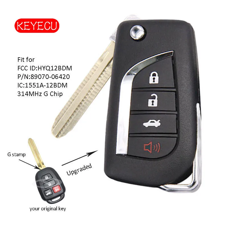 Keyecu Upgraded Remote Key Fob 3+1 Button 314MHz G Chip for Toyota Camry 2012-2014 FCC: HYQ12BDM | Автомобили и мотоциклы