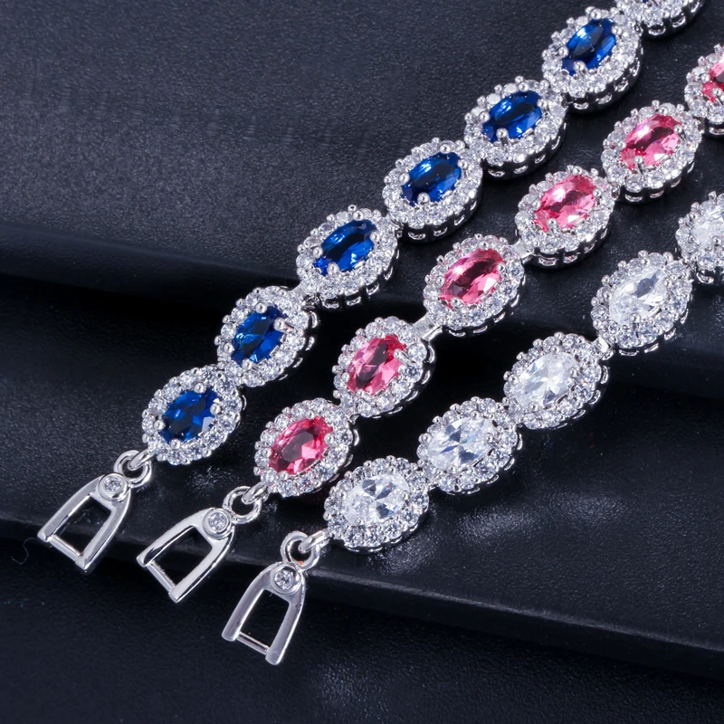BeaQueen Брендовые женские серебряные ювелирные изделия идеальные овальные огранки кубического циркония камень очаровательные теннисные браслеты B044