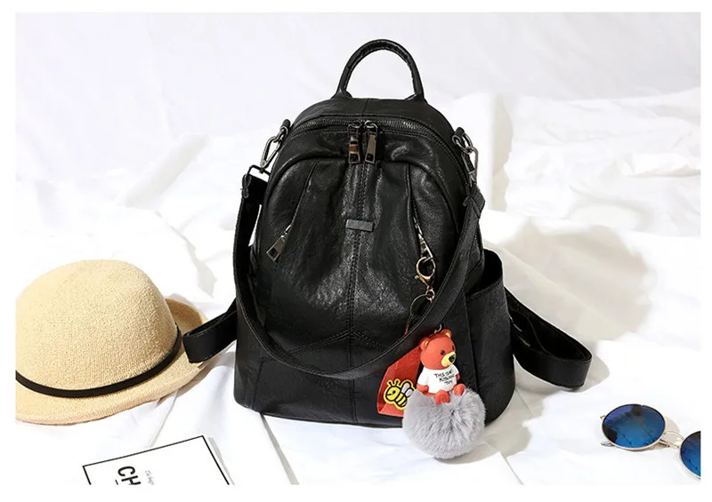 Tide Backpack female new soft leather Korean travel backpack casual fashion large capacity student bag