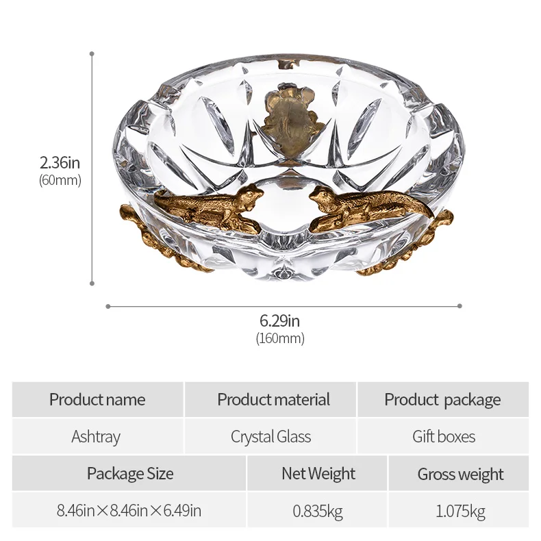 Хрустальная пепельница Бронзовый резьба украшения, подарочные коробки CE-1201